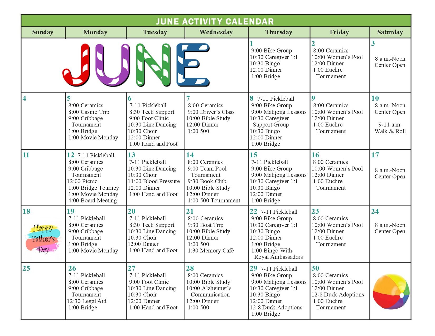 Monthly Calendar – Minnesota Senior Centers