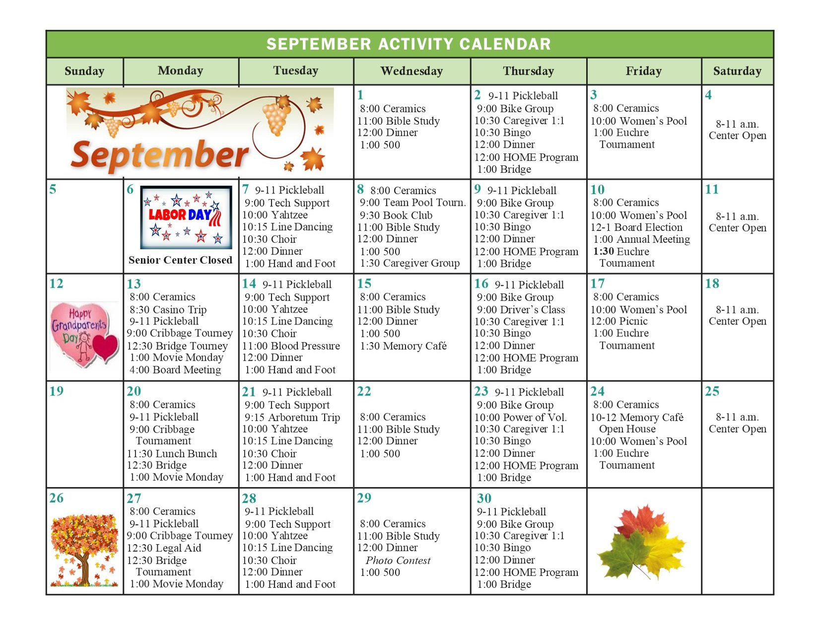 Monthly Calendar – Minnesota Senior Centers